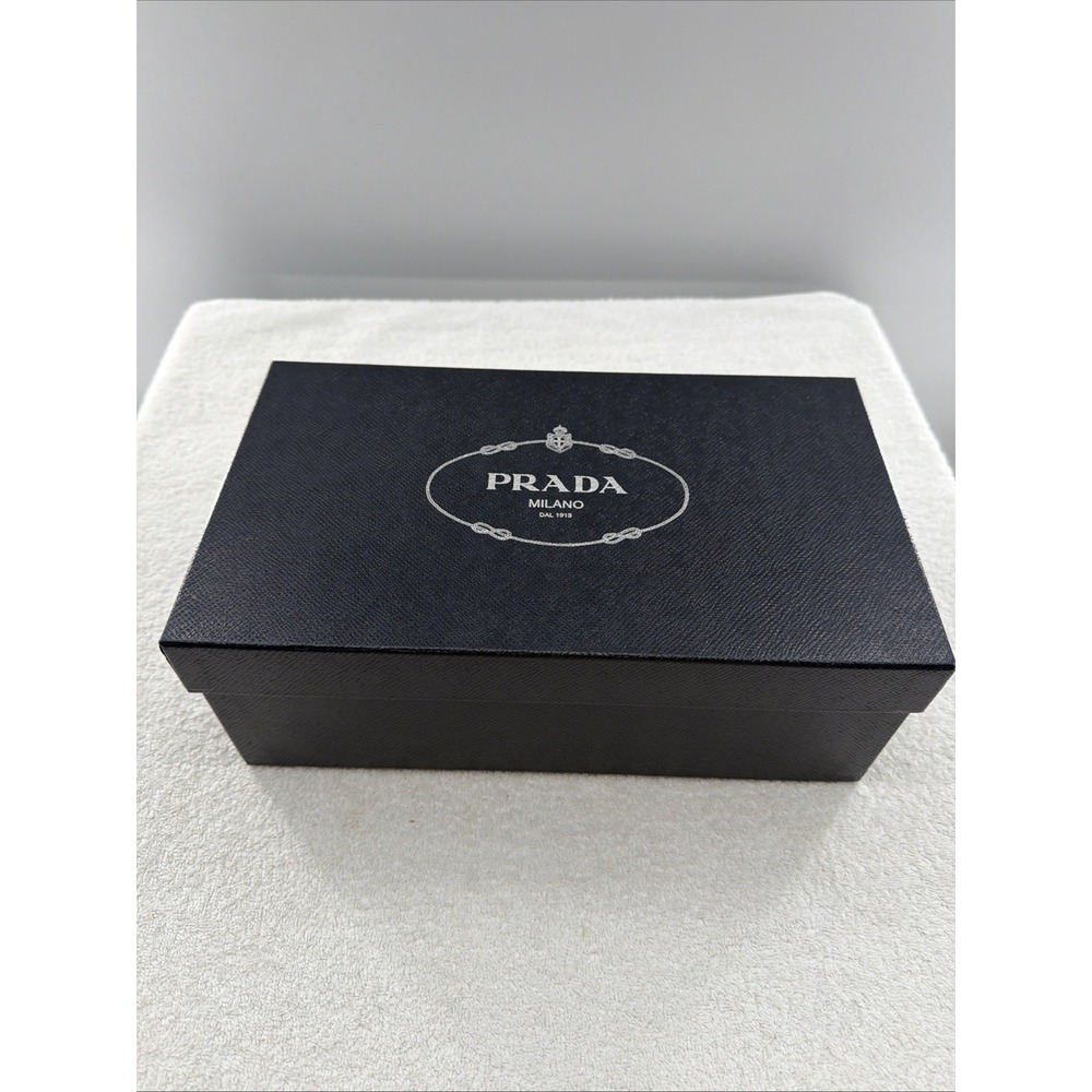 Authentic Prada Milano Black/Navy with Silver Logo Empty Shoe Box & Card